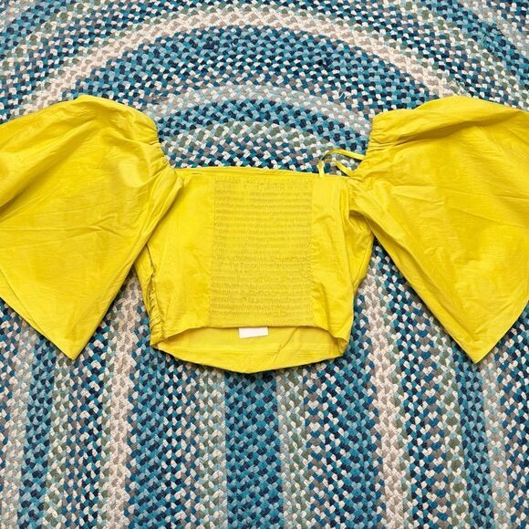 Tanya Taylor Sloane Bell Sleeve Crop Top Bohemian Stretch NWT Sz 0 - Picture 4 of 6